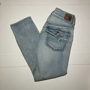 American Eagle Artist Crop Jeans Women’s 6‎ Light Wash | Super Stretch | 2014